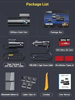 Amazon.com: GKU Dash Cam Front and Rear Camera,4K+1080P, 5.8